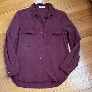 Babaton Aritzia Deep Burgandy Collared Shirt